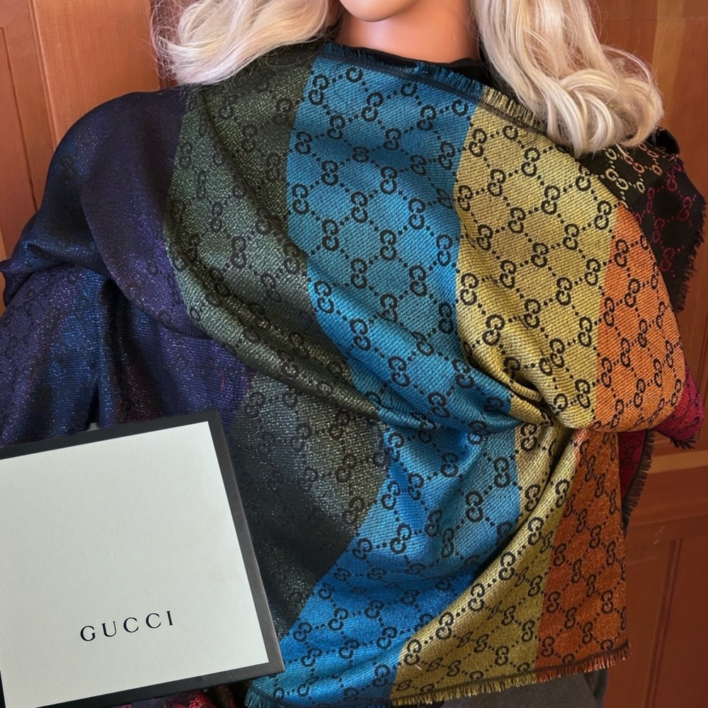 Authentic Gucci Ombré Multicolored Lightweight Shawl.
(with dust bag and box)